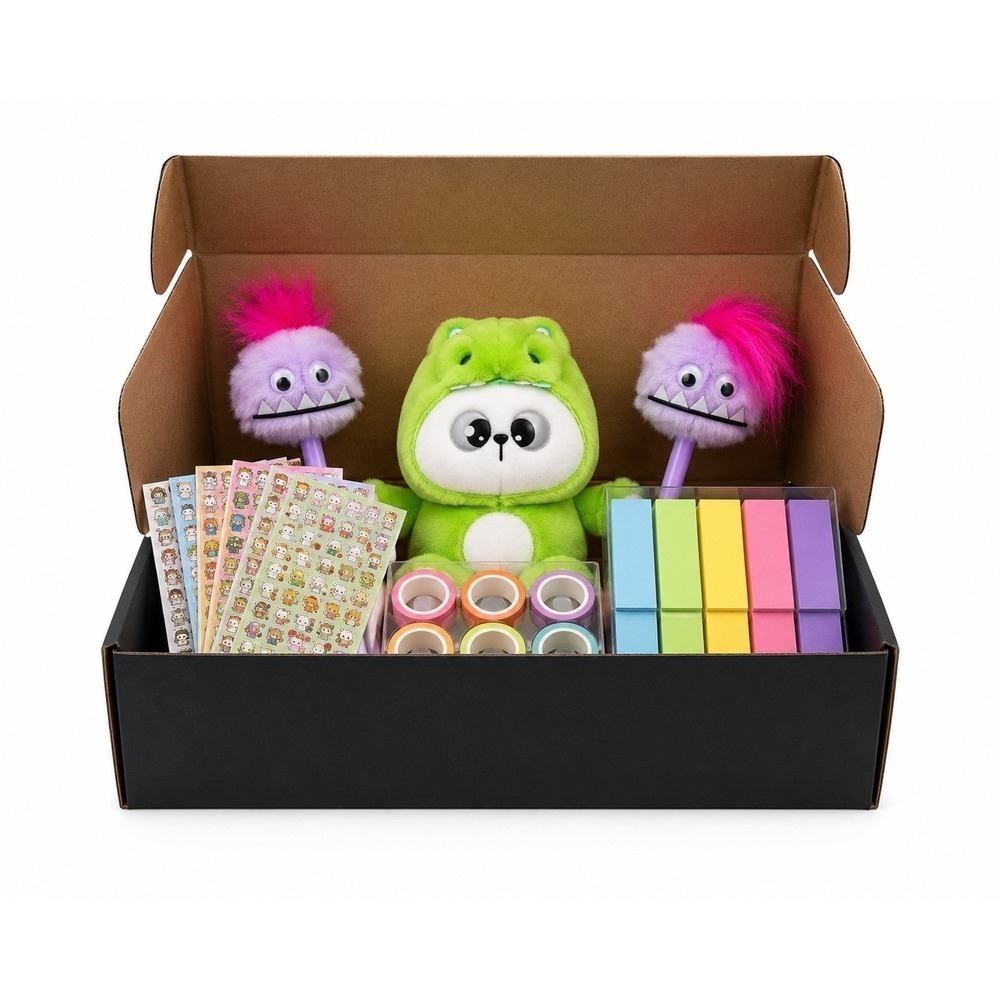 Cute Kawaii Desk Explorer Box Plush Stationery Gift Stickers Washi Pens New